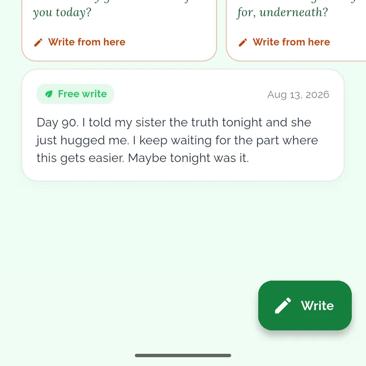 A private journal entry written in the app