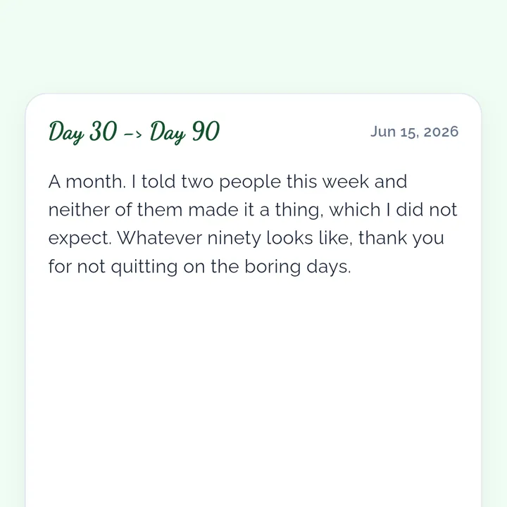 A sealed letter written at day 30, opened at day 90