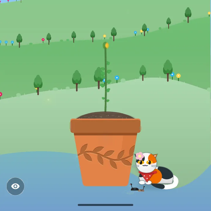 A full screen calm view of the plant and hills